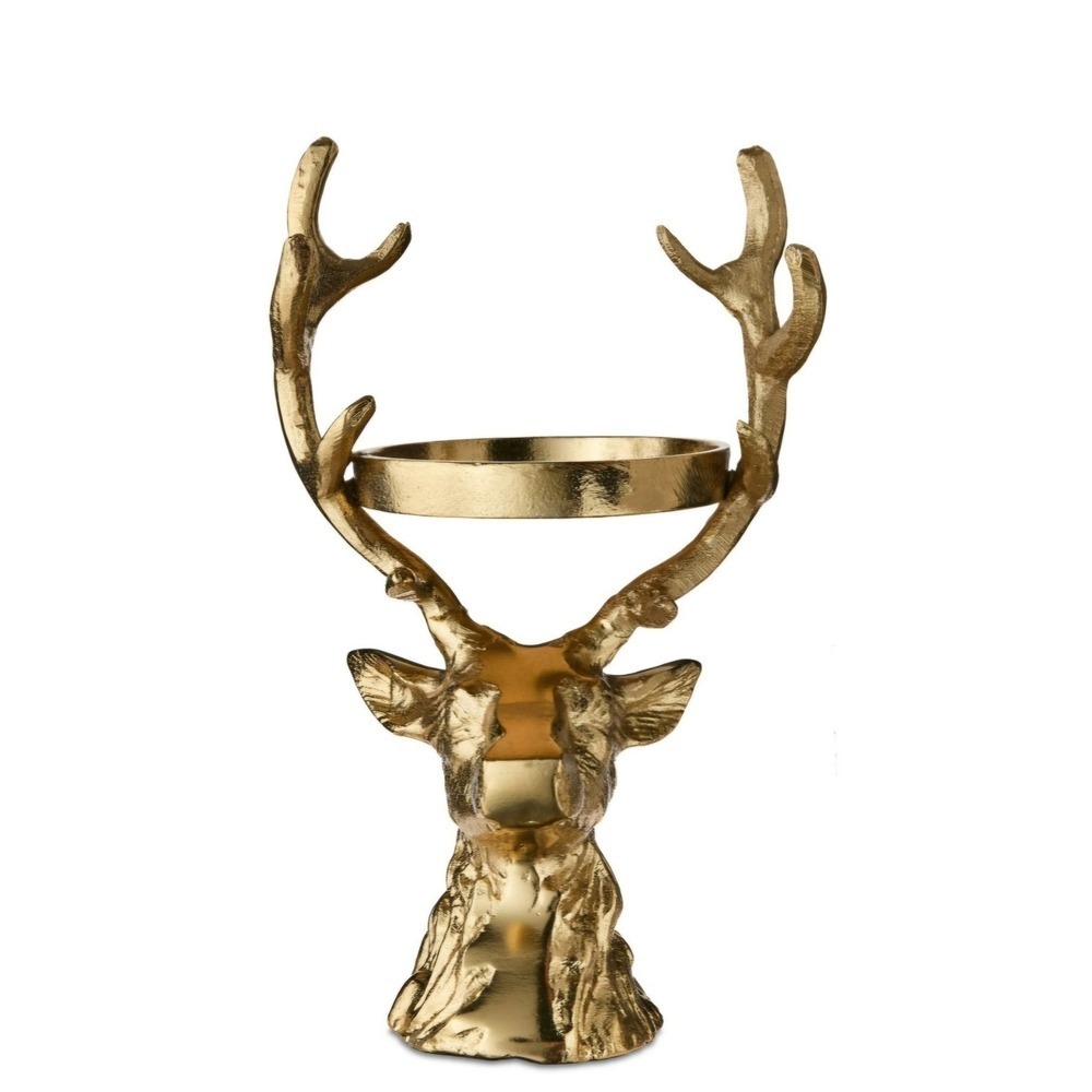 My Texas House Cast Aluminum Stag Pillar Candle Holder Gold 11" - Christmas 2025